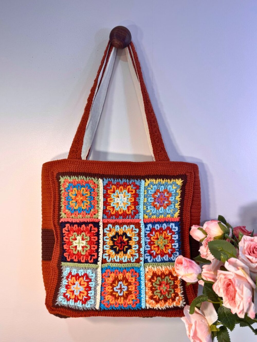 Handmade Sienna Granny Square Tote - Picture 2 of 5